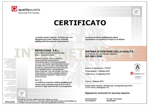 Certificato Quality Austria